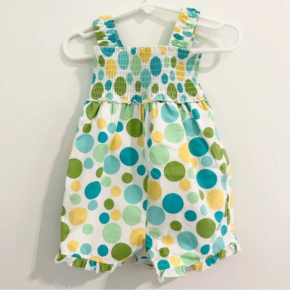 NEW Baby Girl Polka Dot Bubble Romper by Hartstrings size 12 months Adorable